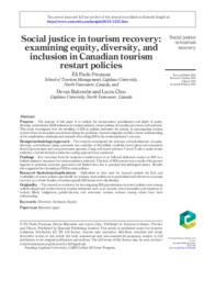 Social justice in tourism recovery: Examining equity, diversity, and inclusion in Canadian tourism restart policies