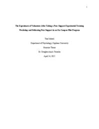 The experiences of volunteers after taking a peer-support experiential training workshop and delivering peer support in an on-campus pilot program